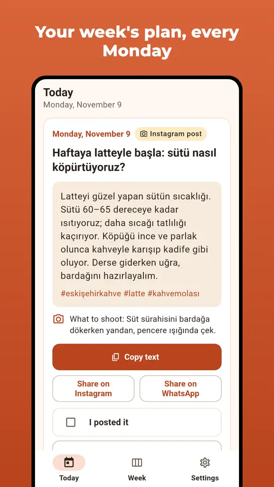 Vitrinpost weekly topics screen
