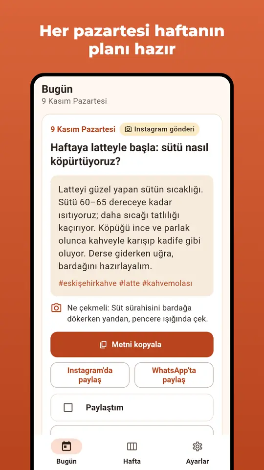 Vitrinpost haftalık konu listesi ekranı